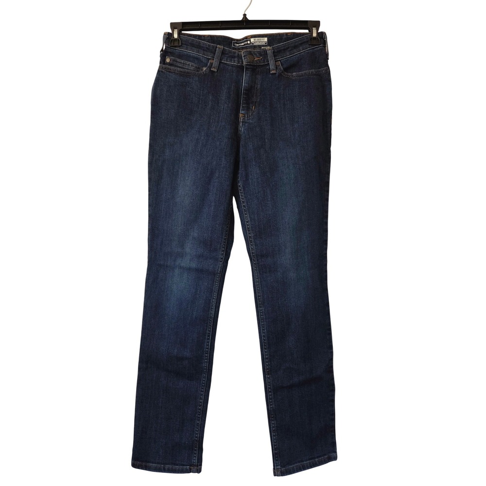 Carhartt Ruffed Flex Relaxed Fit Jeans Womens Size 4 Willow Wash‎ NWT
